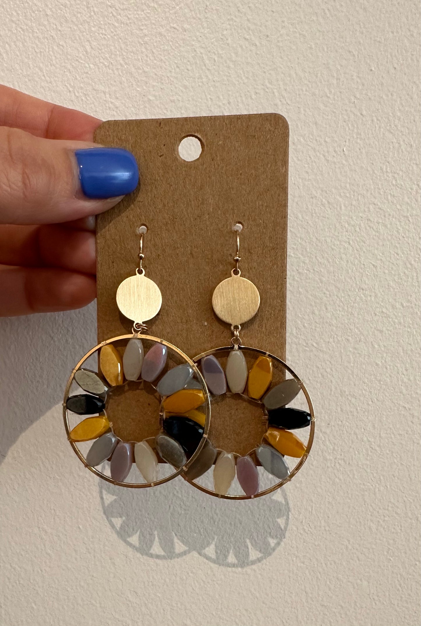 Oval Glass Circle Earrings