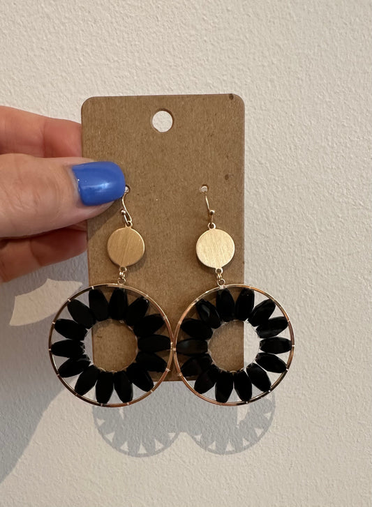 Oval Glass Circle Earrings