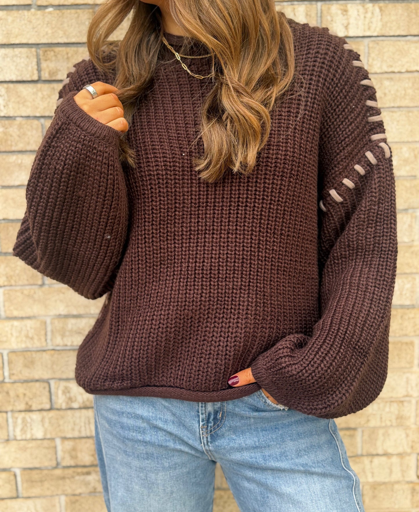 The Contrast Stitch Chunky Sweater