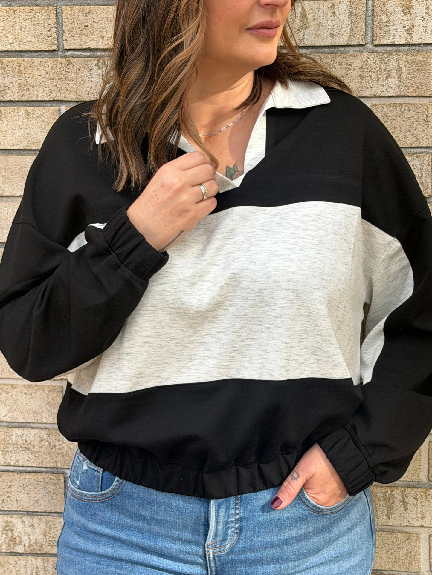 The Color Block Collared Pullover