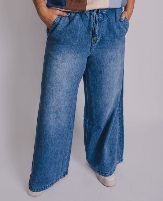 The Bella Wide Leg Denim Pants