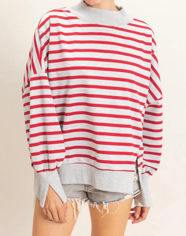 The Scarlett Striped Mock Neck