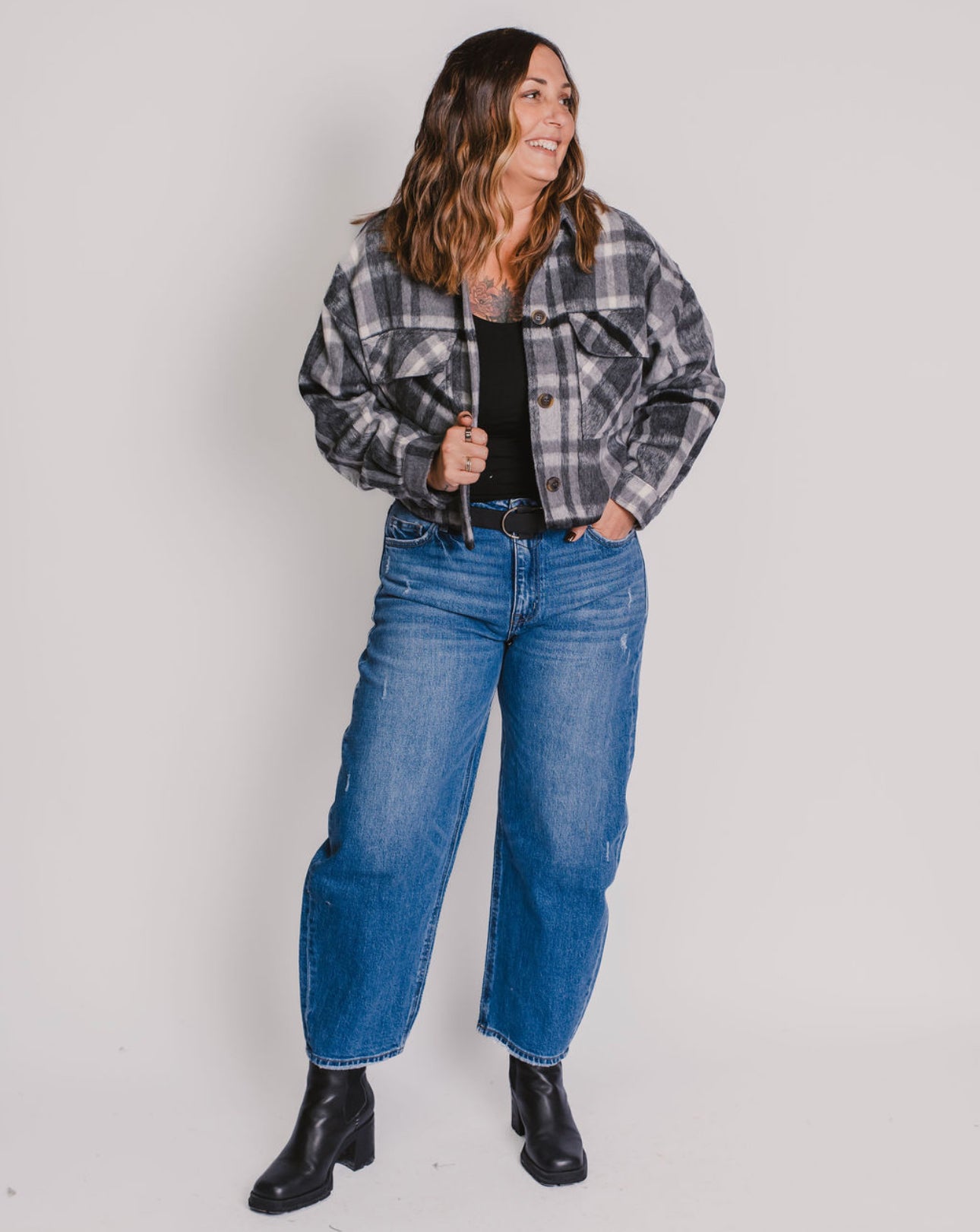 The Faith Cropped Flannel Jacket
