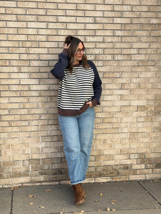 The Blue & Brown Striped Sweater