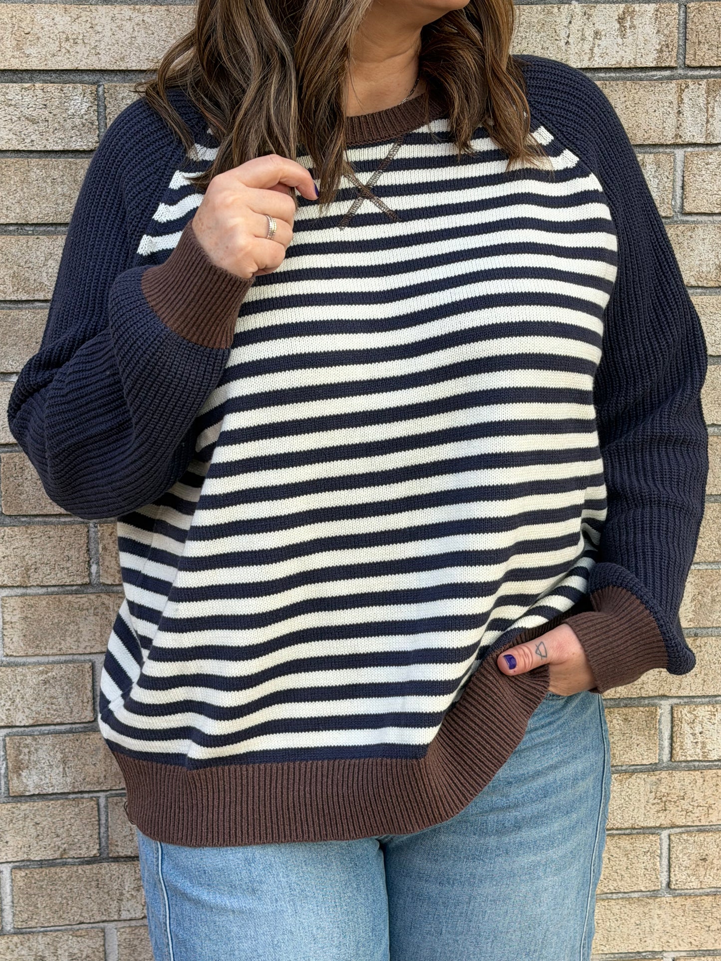 The Blue & Brown Striped Sweater
