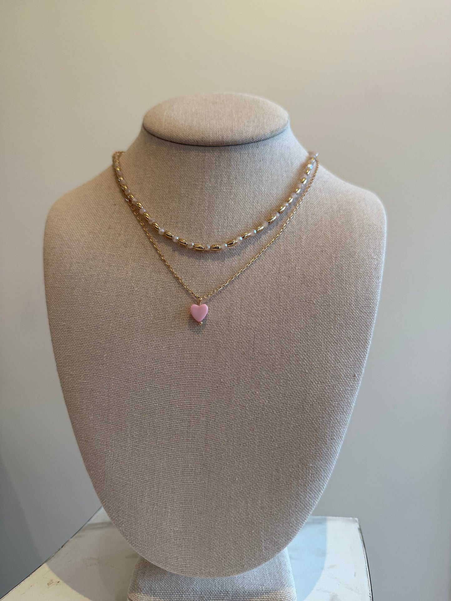 The Gold Beaded Heart Necklace