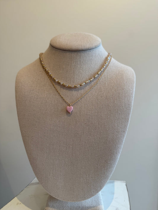 The Gold Beaded Heart Necklace