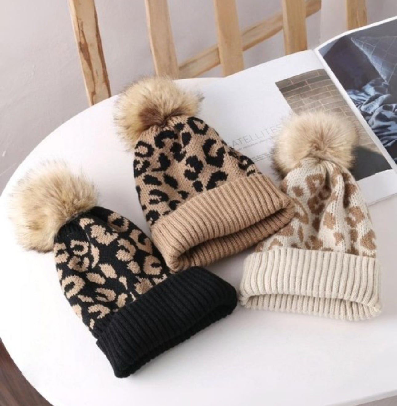 The Leopard Pom Pom Beanie (3 Colors)
