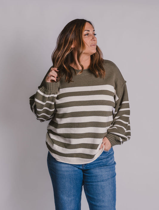 The Olive Striped Sweater
