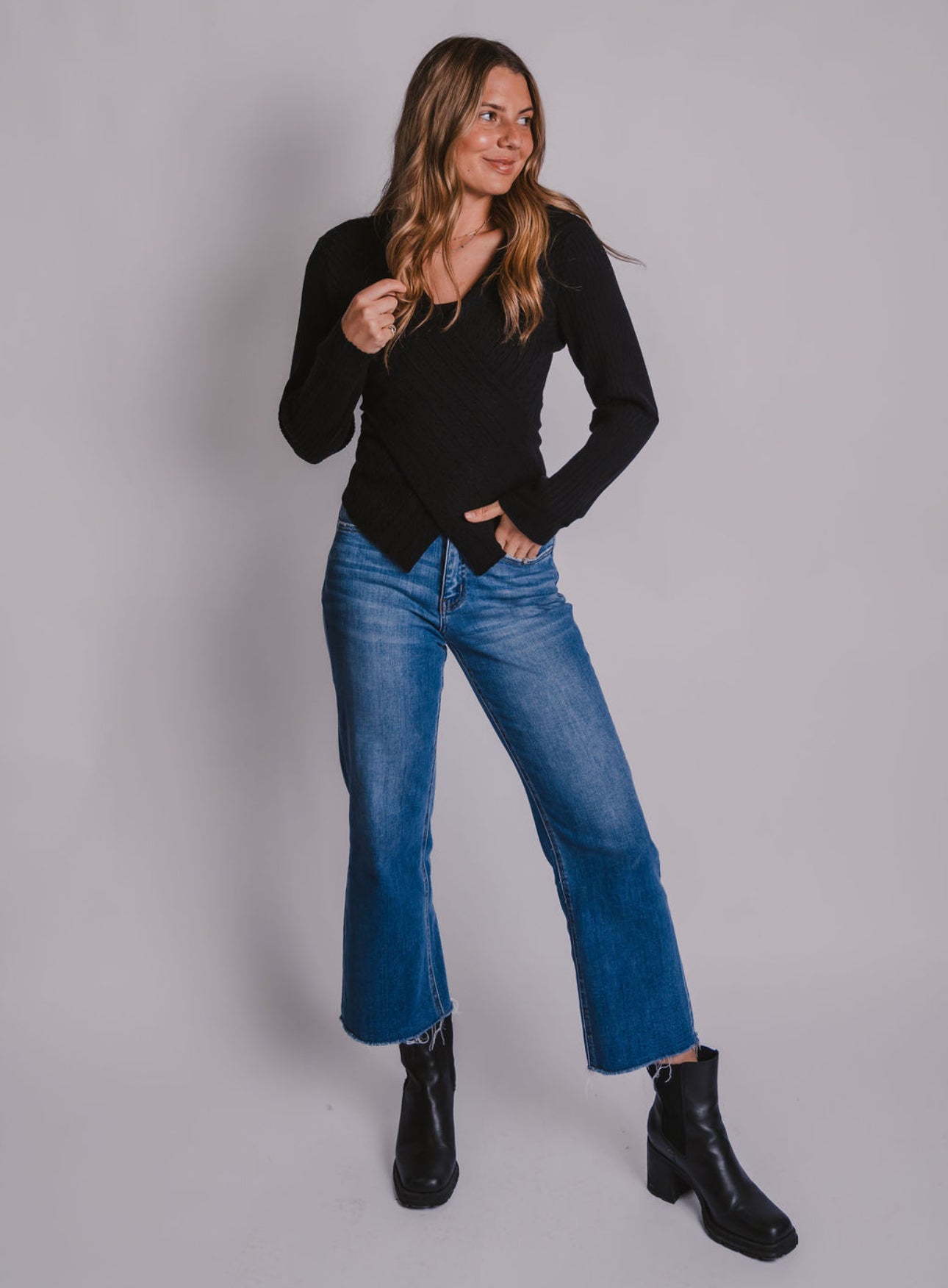 The V-Neck Wrapped Knit Sweater