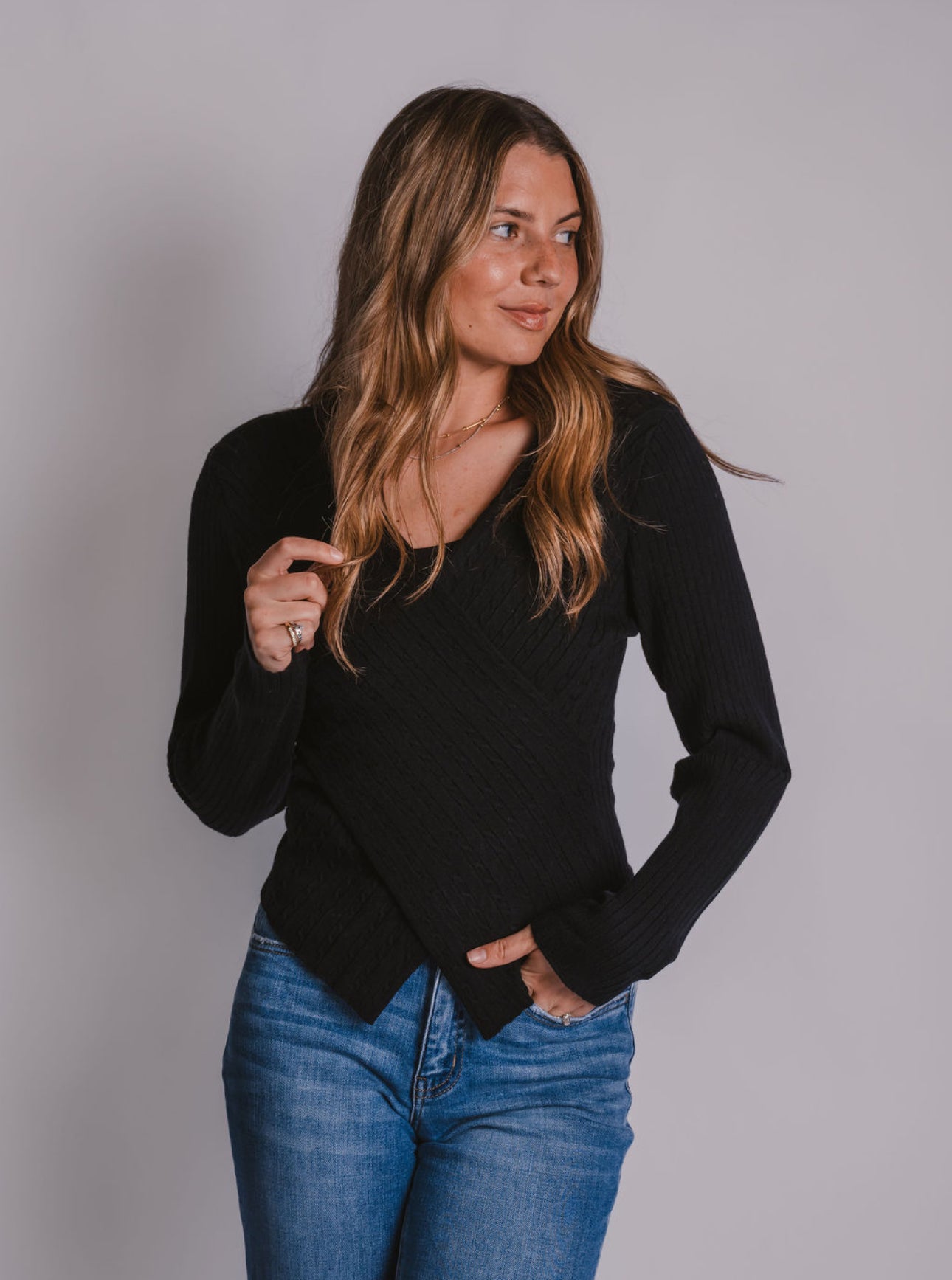 The V-Neck Wrapped Knit Sweater