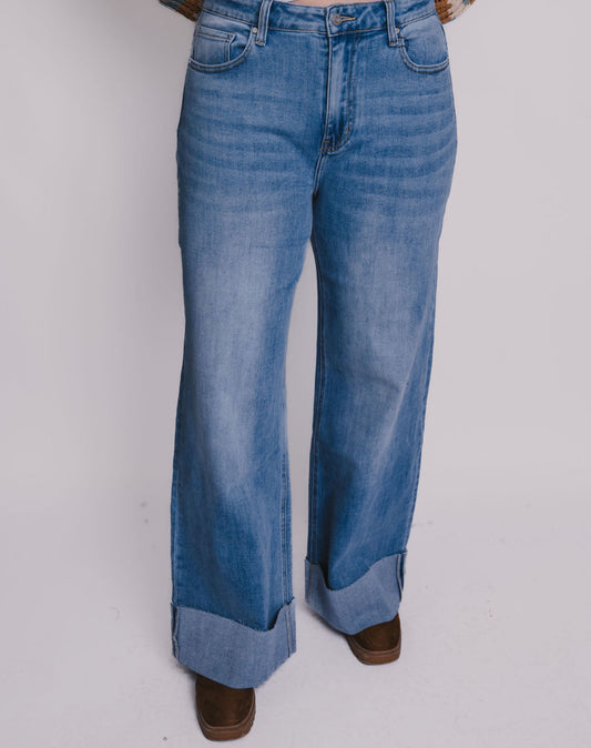 The 90's Straight Leg Cuffed Jeans