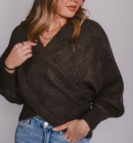 The Cozy Brown Wrap Sweater