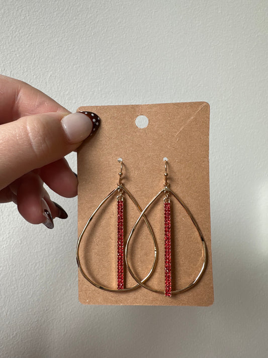 The Teardrop Red Stoned Earrings