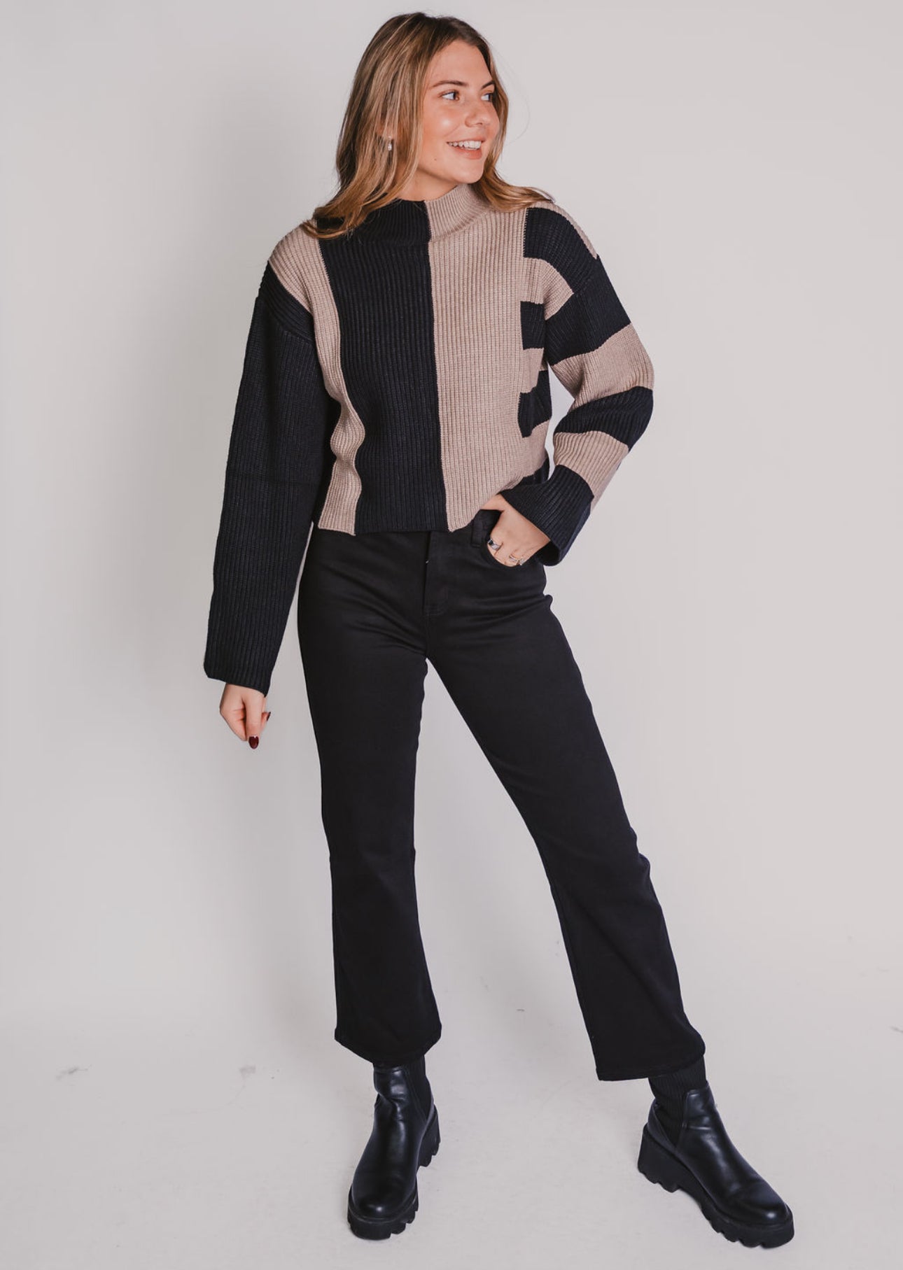 The Color Block Contrast Sweater
