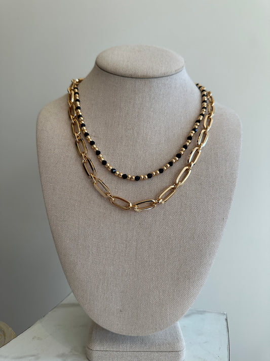 The Black and Gold Layered Necklace
