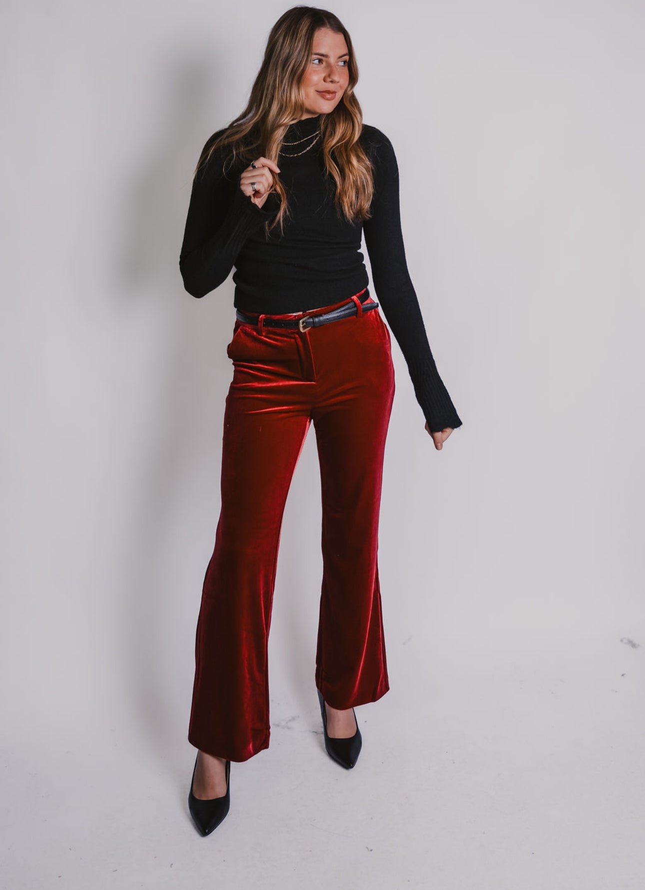 The Holly Red Velvet Pants