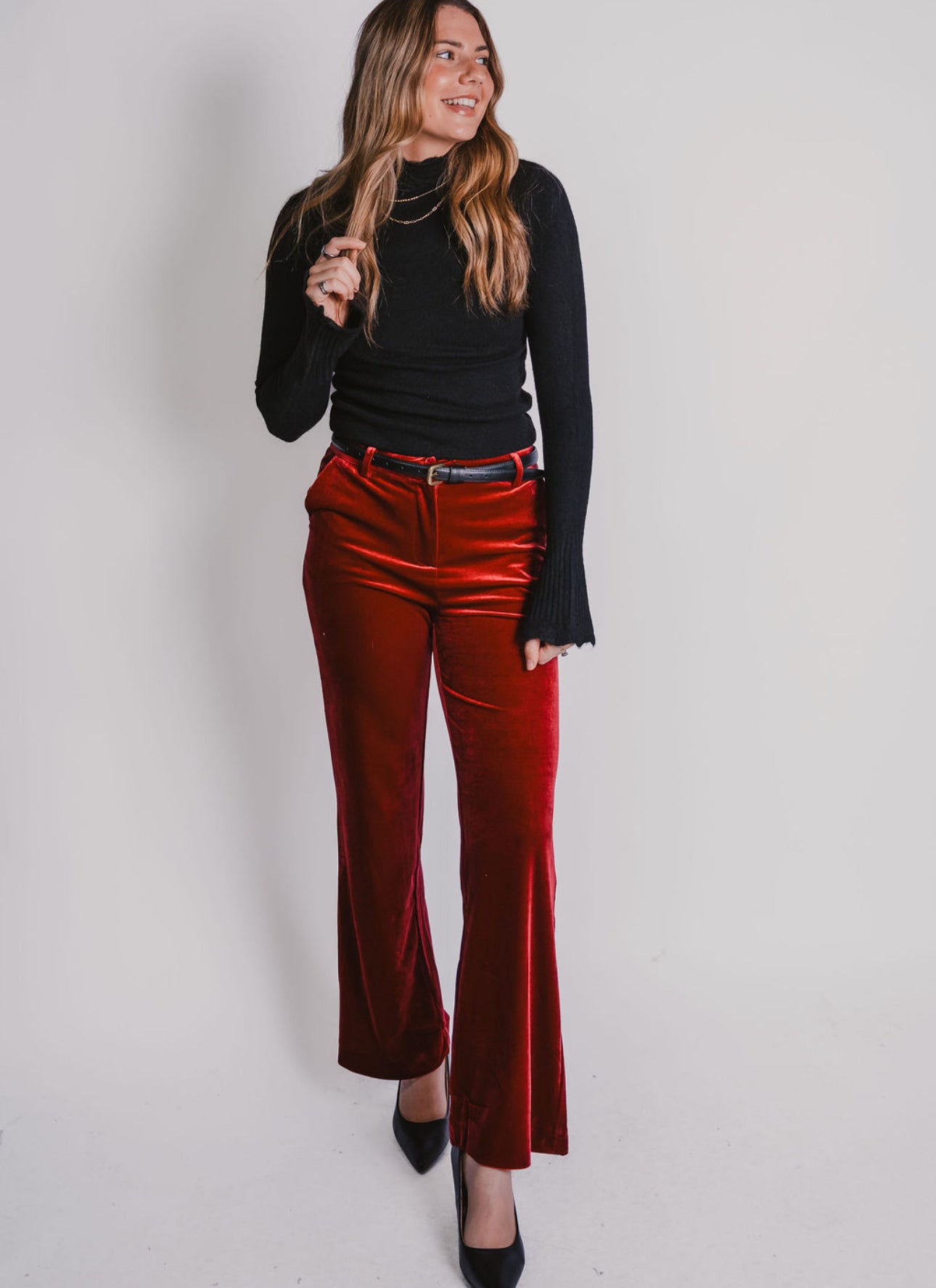 The Holly Red Velvet Pants