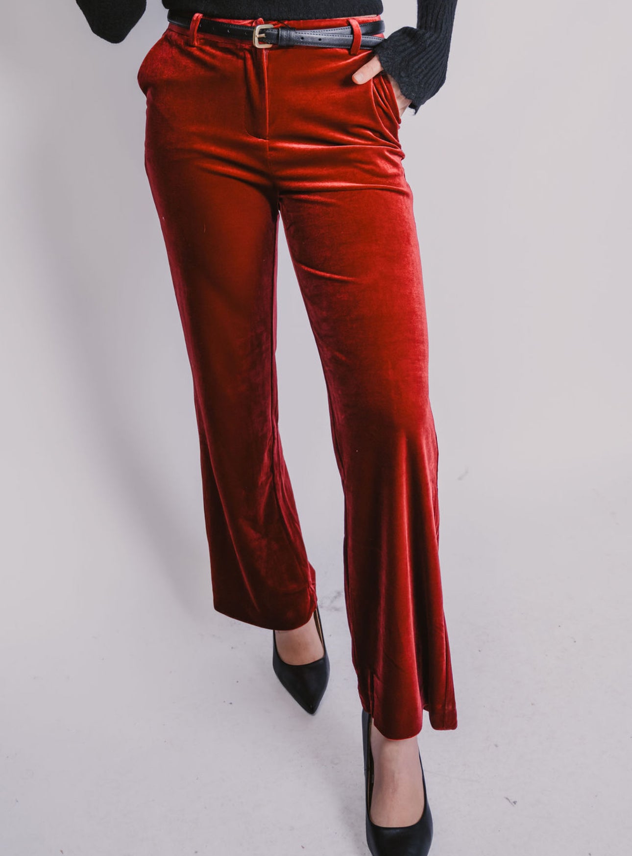 The Holly Red Velvet Pants