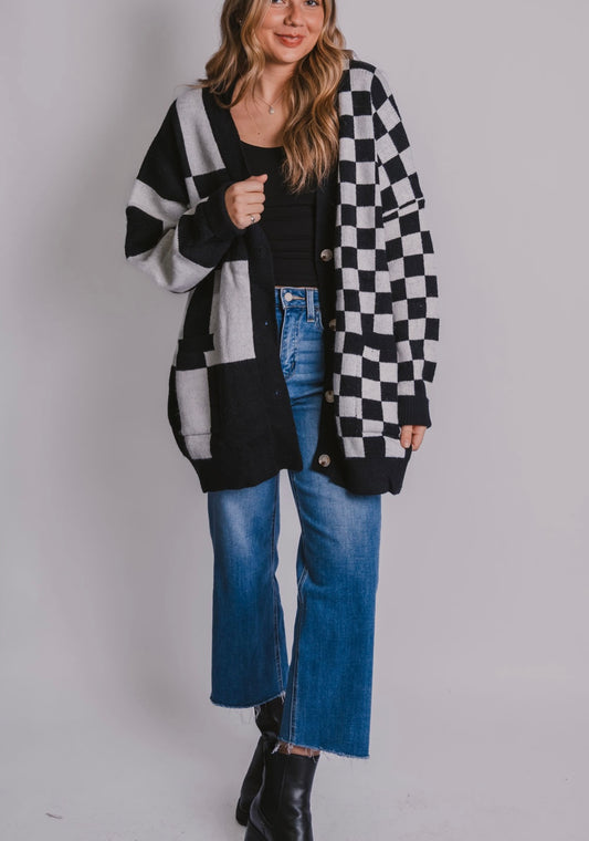 The Oversized Checkered Cardigan