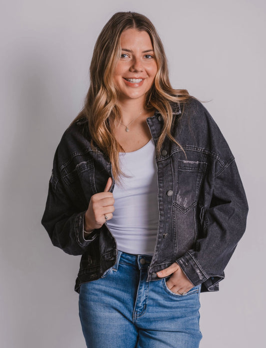 The Oversized Black Denim Jacket