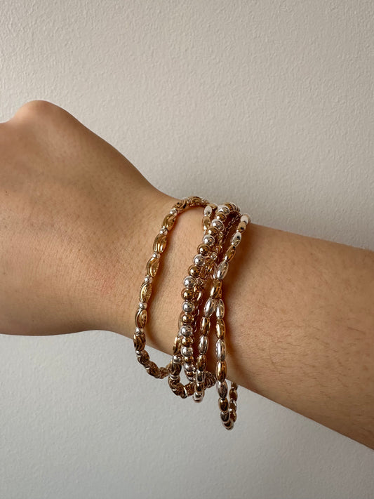The Mixed Metal Textured Bracelet Set