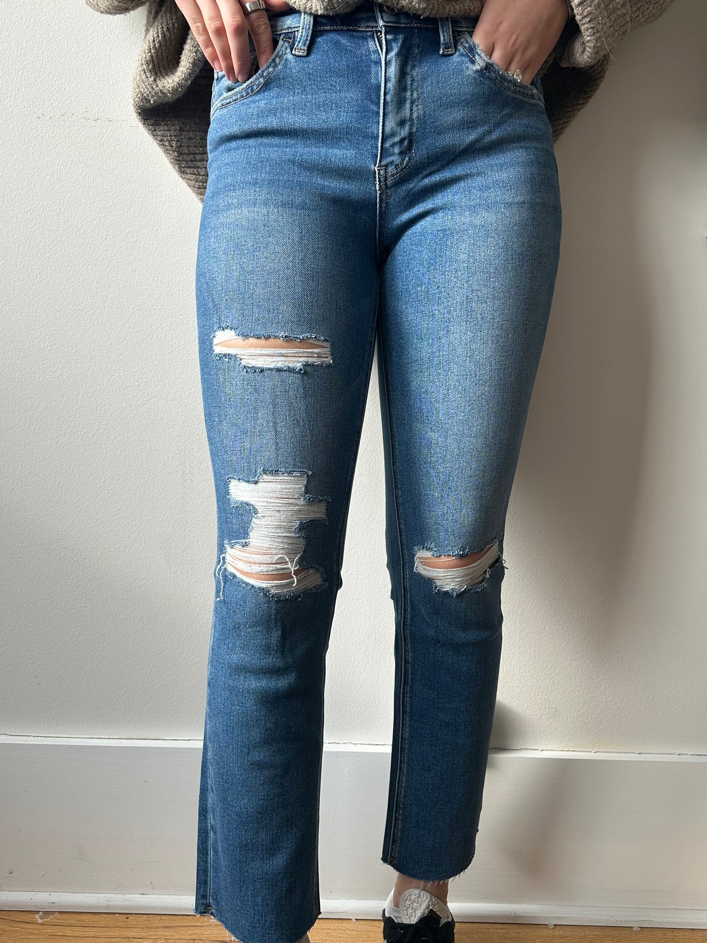 The Vervet Distressed Demi Jeans