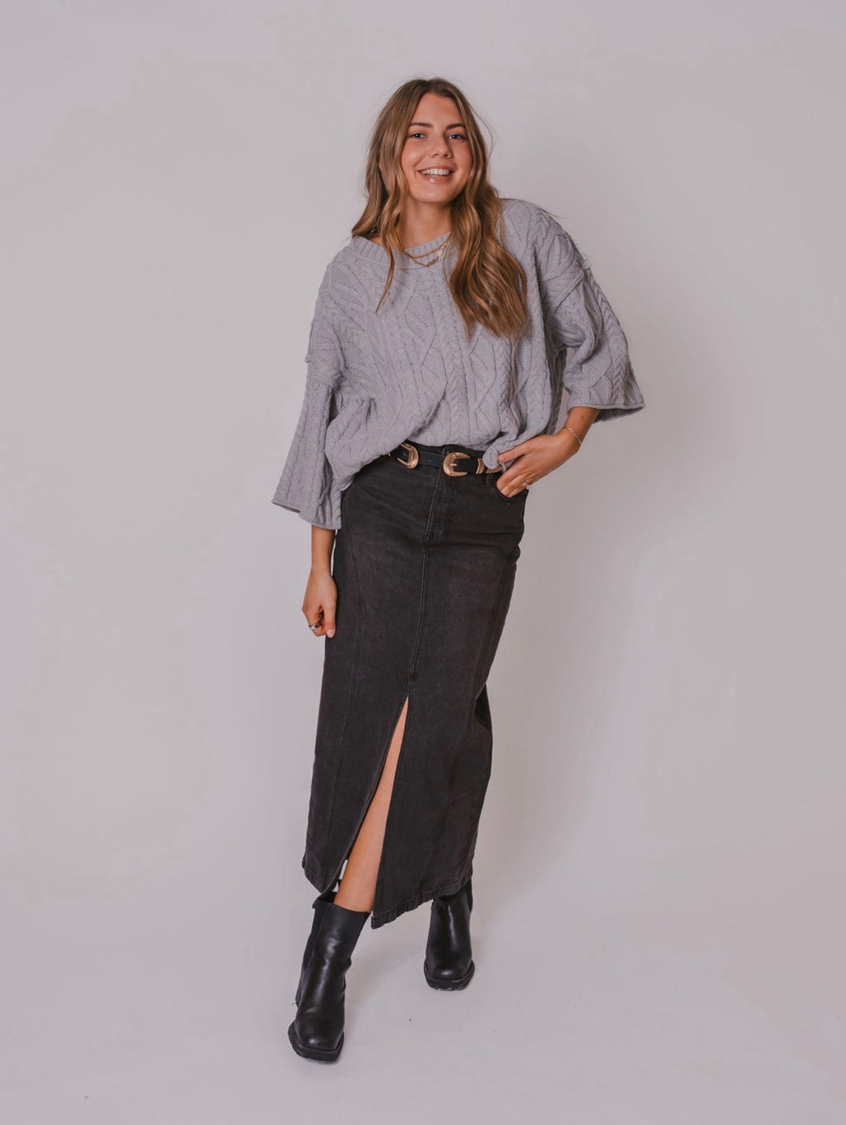 The Denim Magnolia Midi Skirt