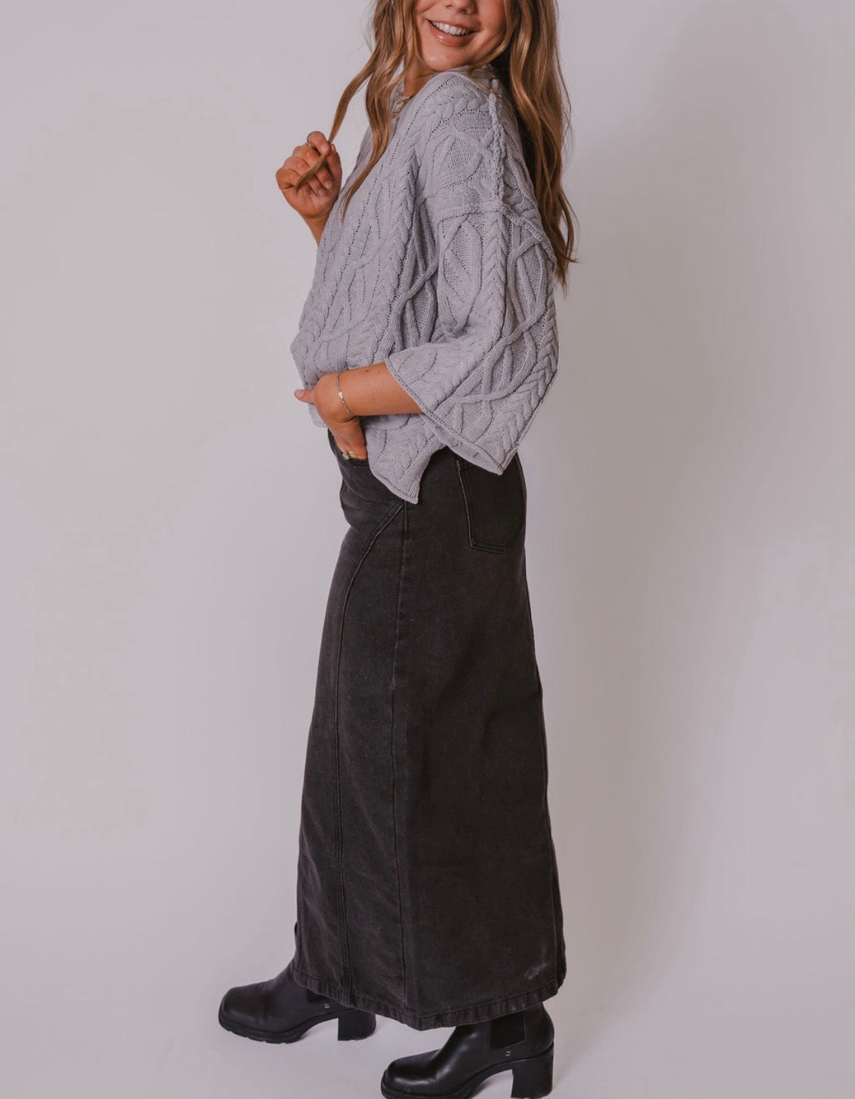 The Denim Magnolia Midi Skirt
