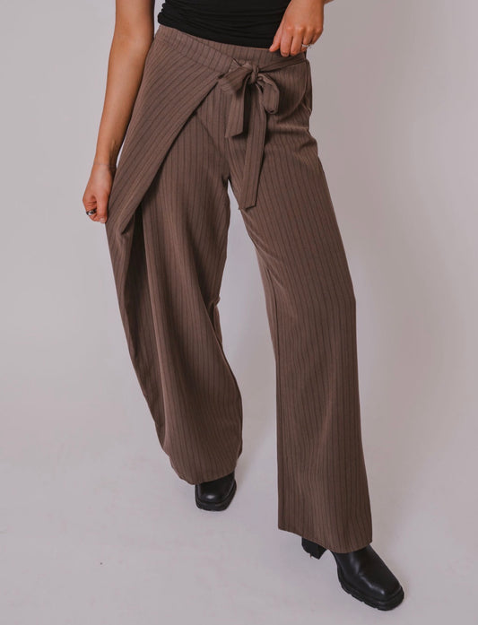 The Wrap Front Mocha Pants