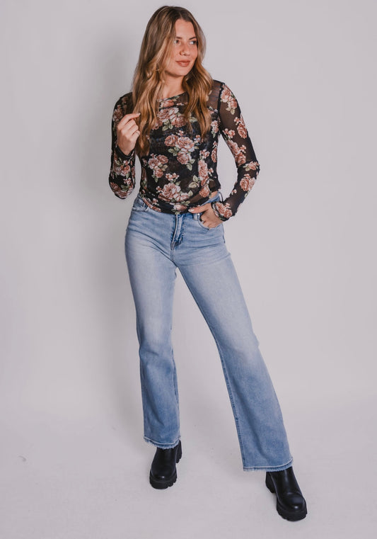 The Faye Floral Mesh Long Sleeve