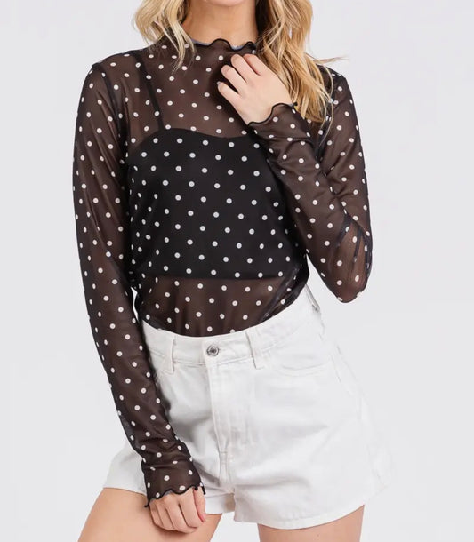 The Polka Dot Mesh Long Sleeve
