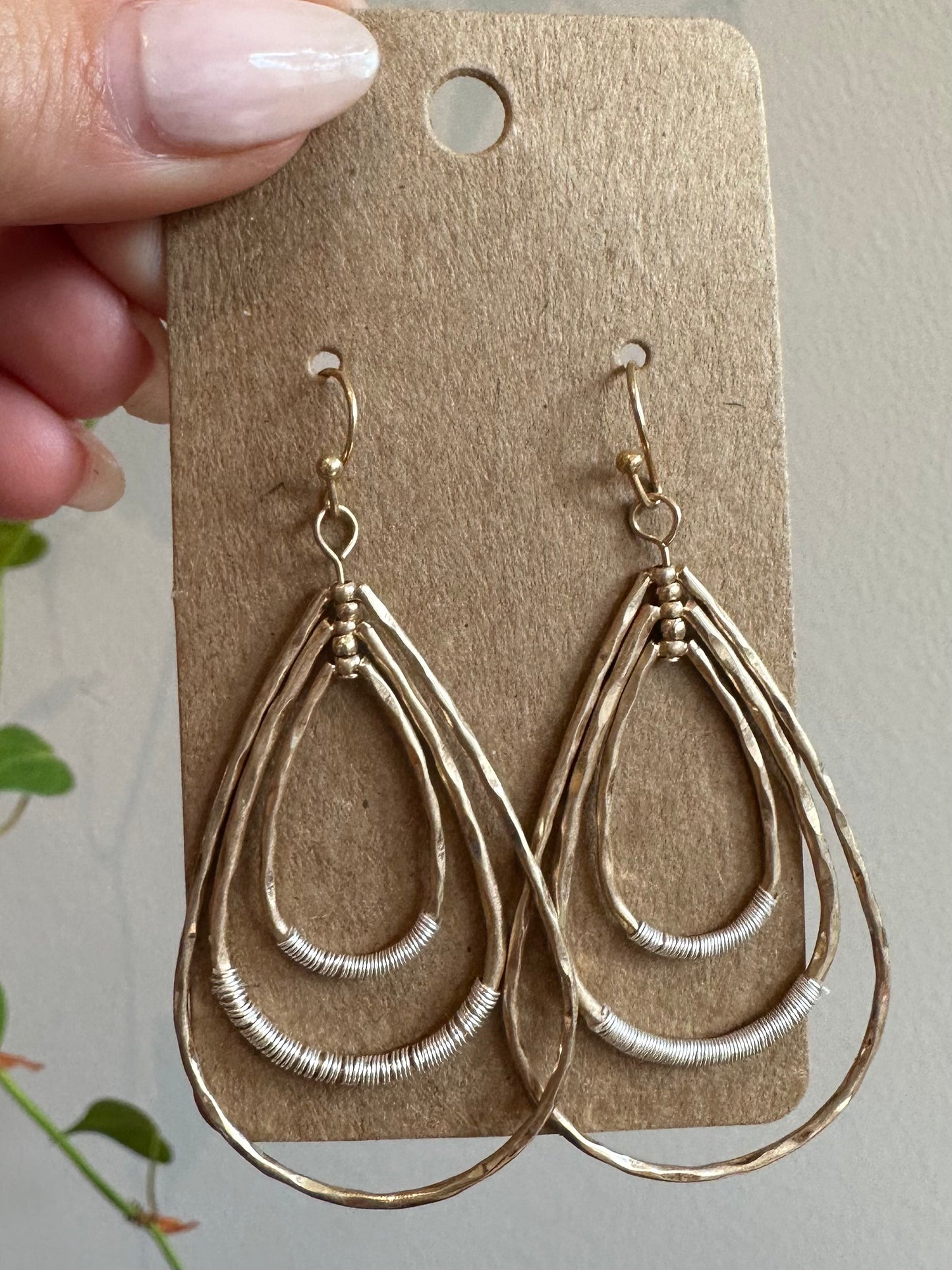 Teardrop Mixed Metal Earrings
