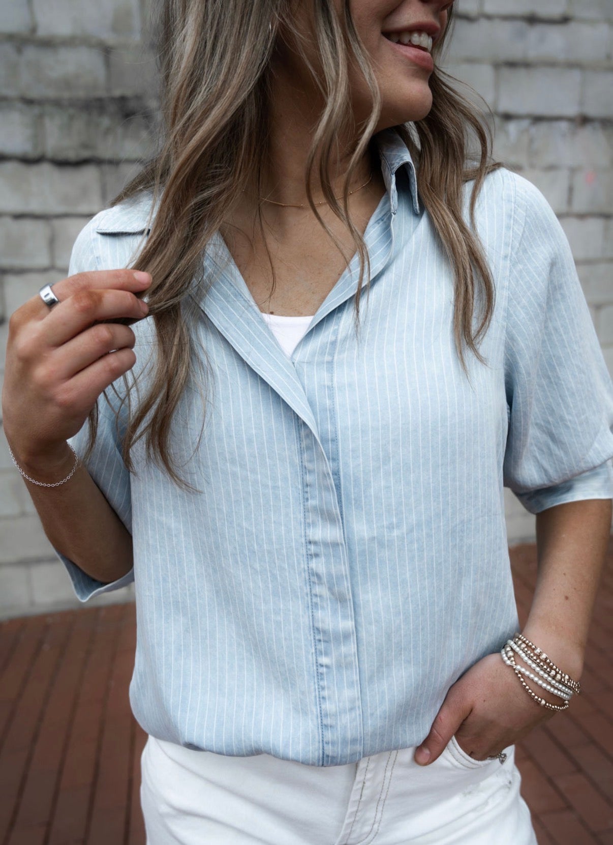 The Striped Stella Short Sleeve Top