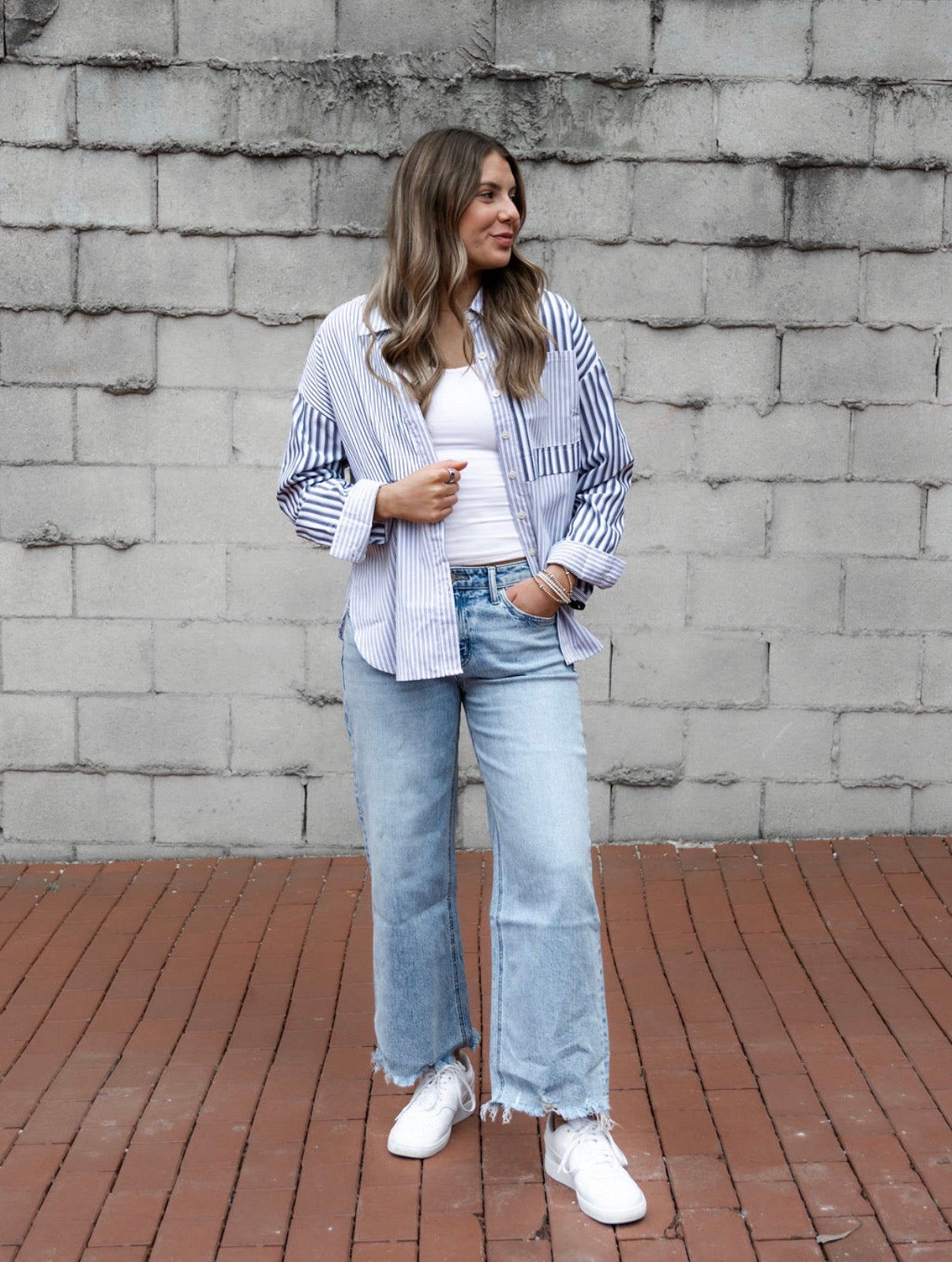 The Button Down Mix Pattern Top