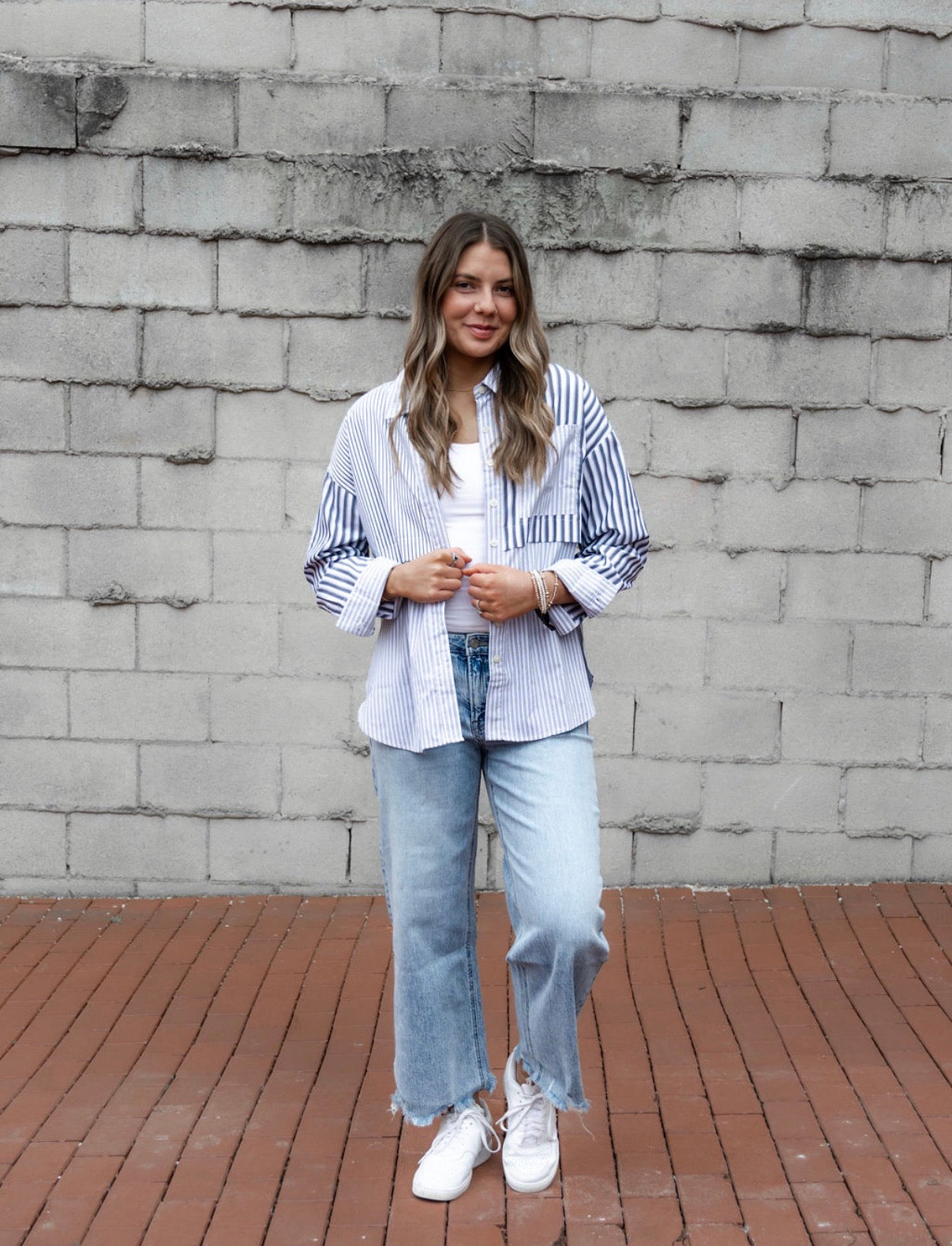 The Button Down Mix Pattern Top