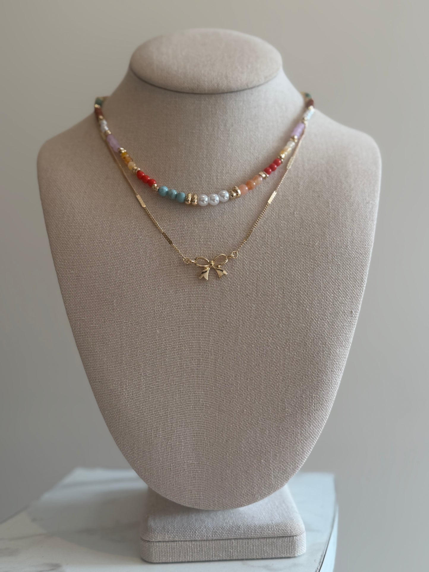 The Multi Beaded Bow Necklace