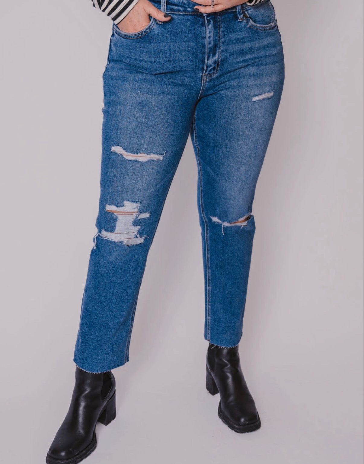 The Vervet Distressed Demi Jeans