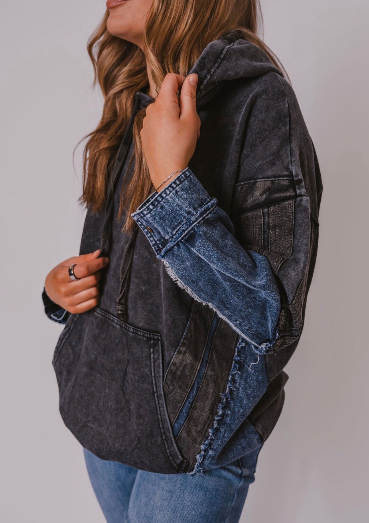 The Denim Sleeve Hoodie