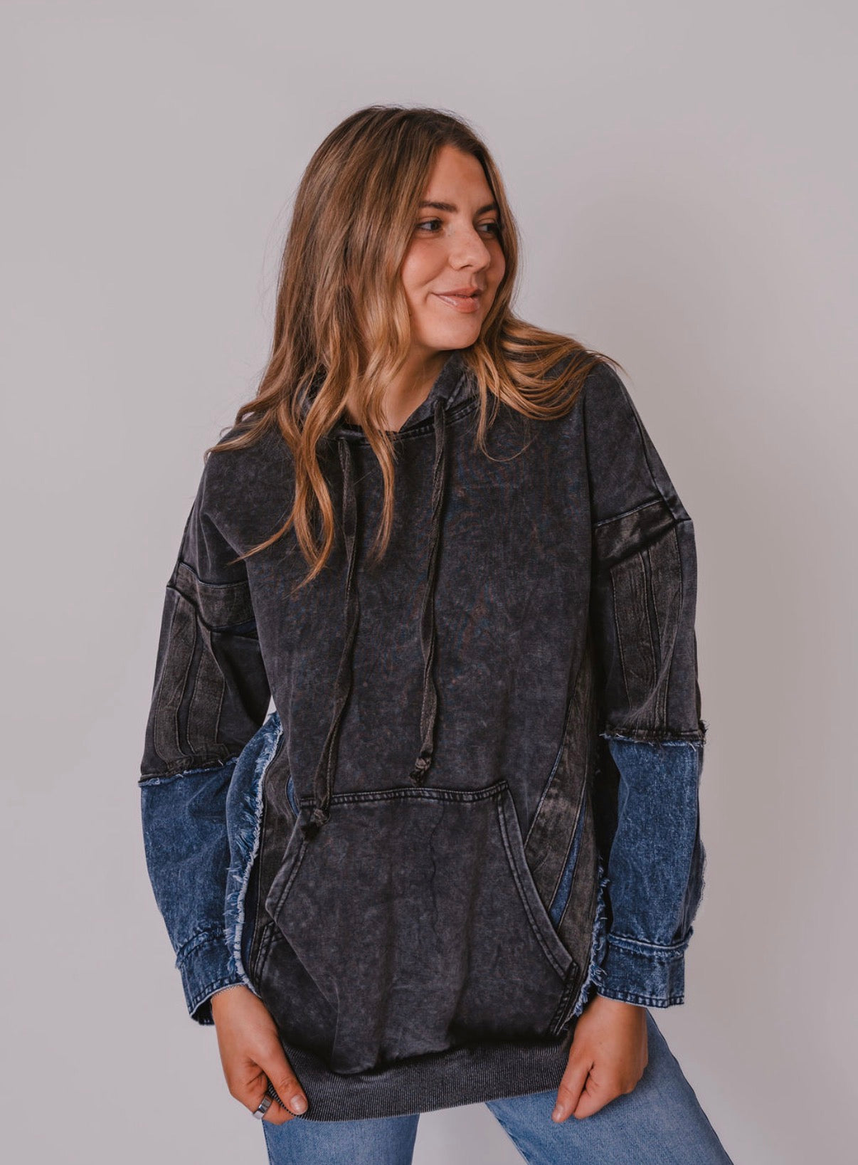 The Denim Sleeve Hoodie