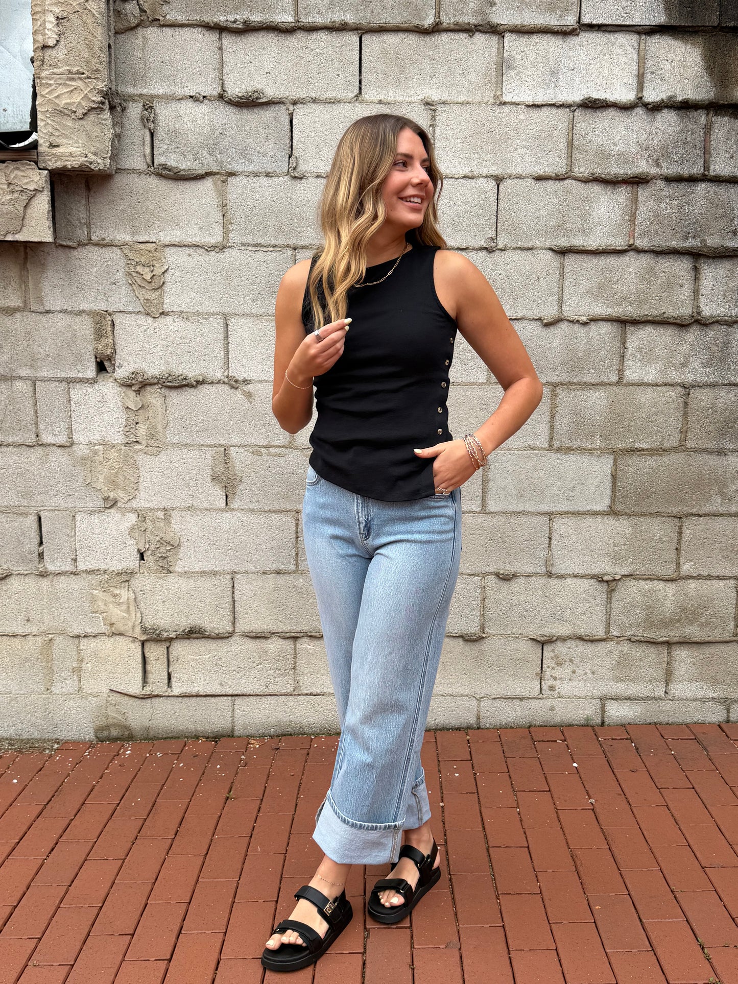 The Annie Button Detail Tank Top