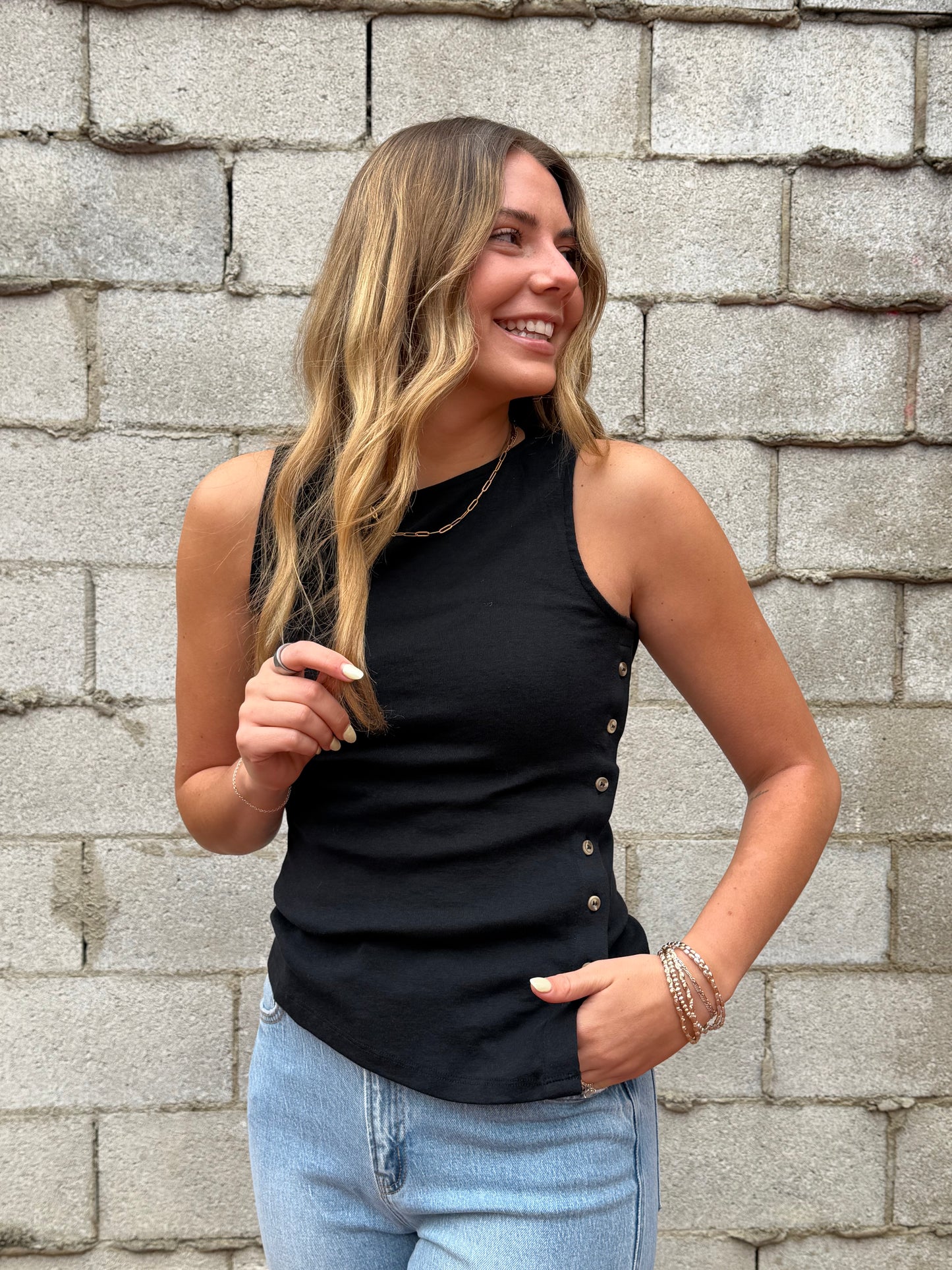 The Annie Button Detail Tank Top