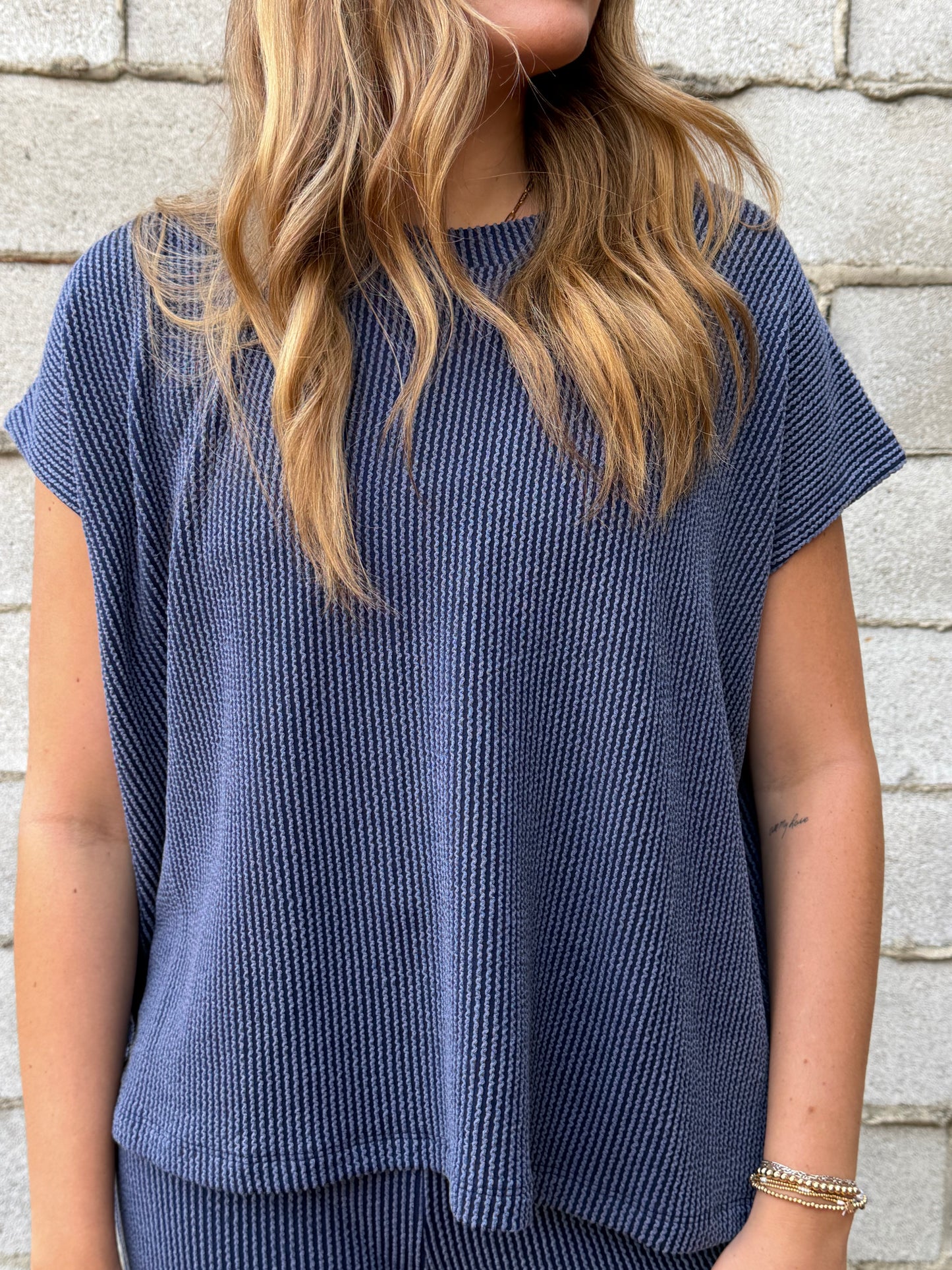 The Navy Ribbed Set