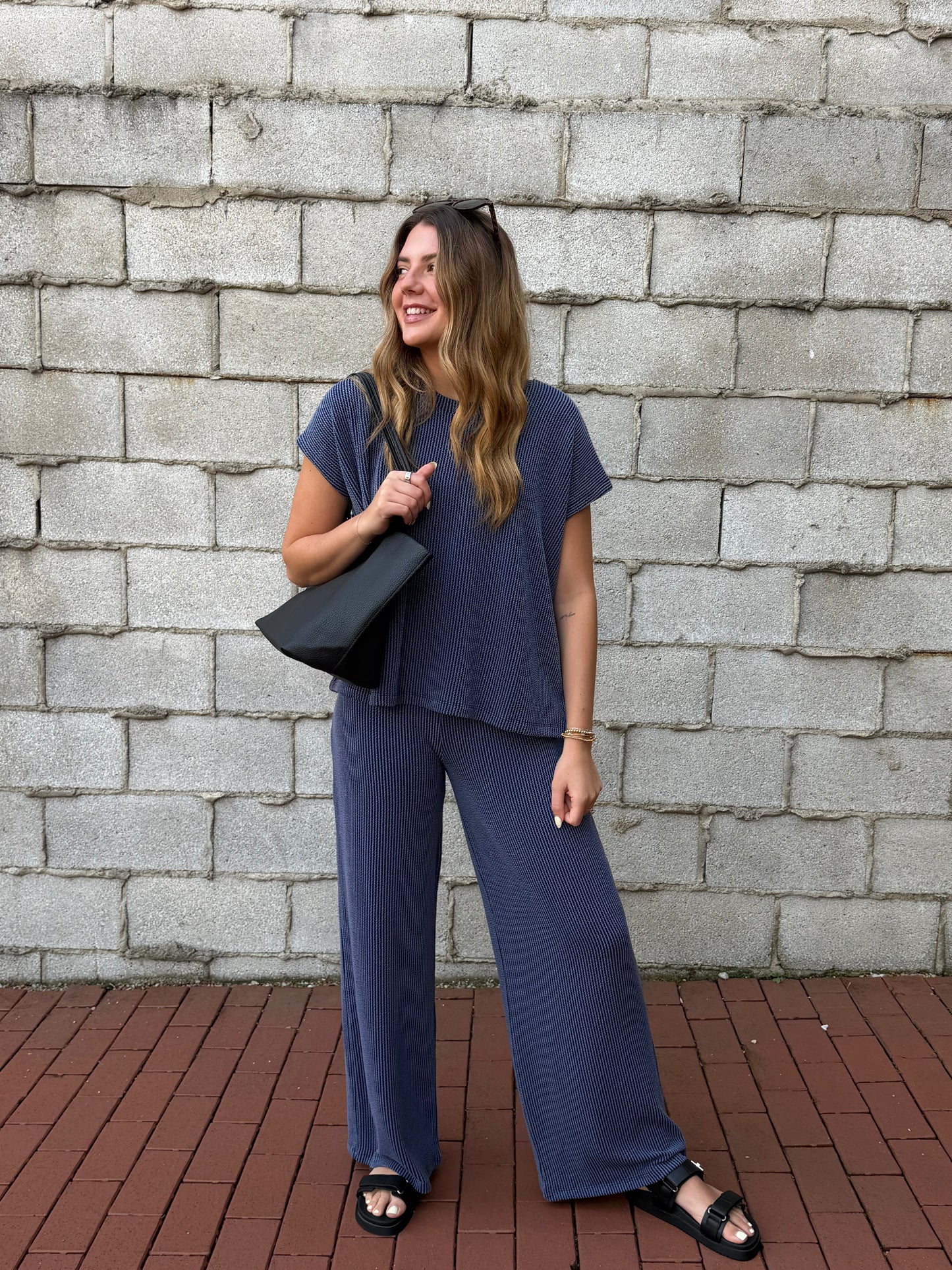 The Navy Ribbed Set