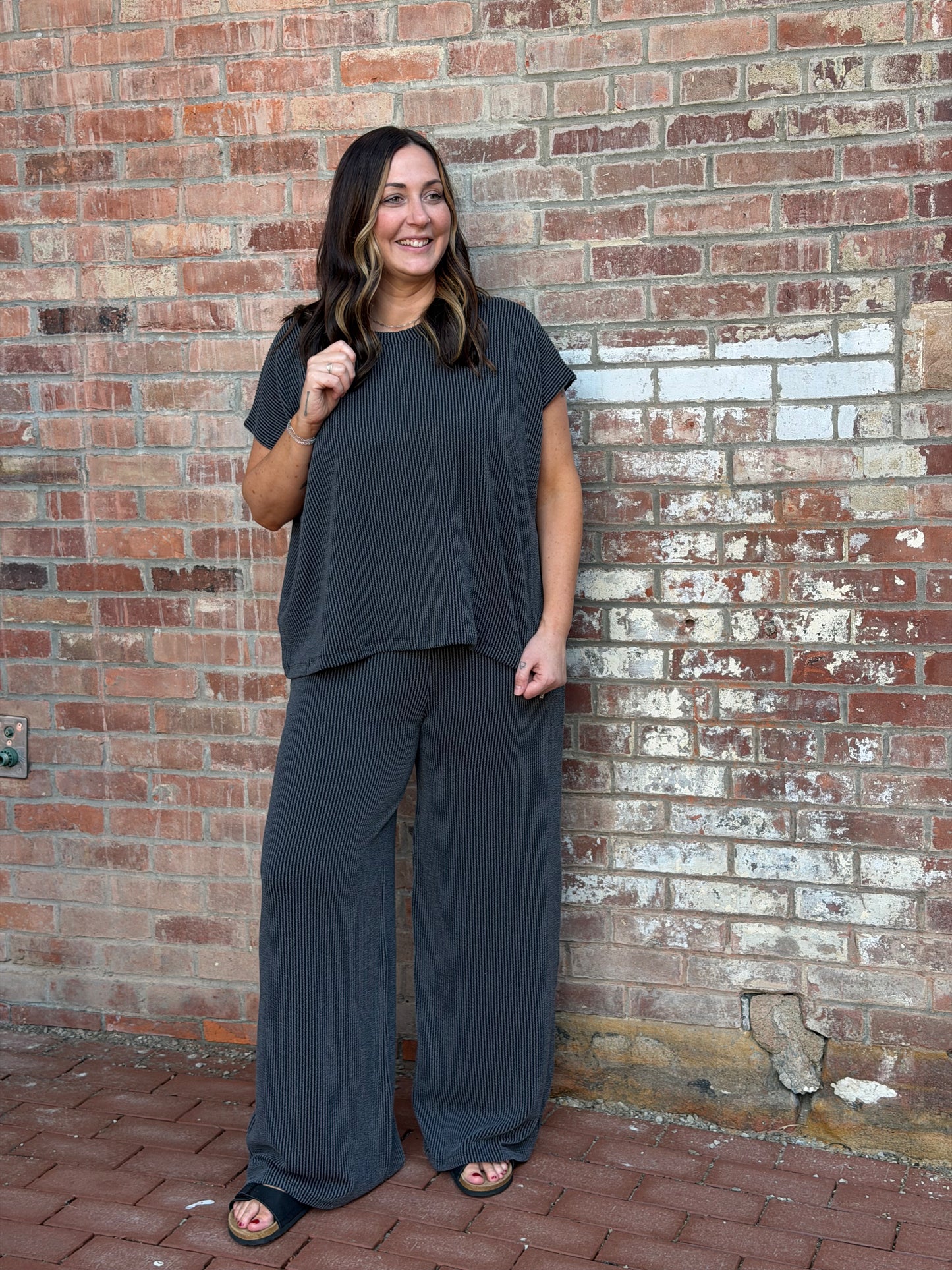 The Charcoal Ribbed Set