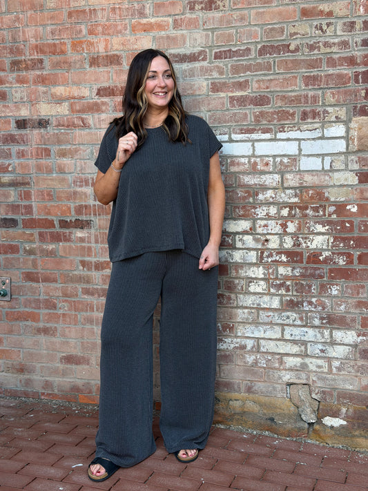 The Charcoal Ribbed Set