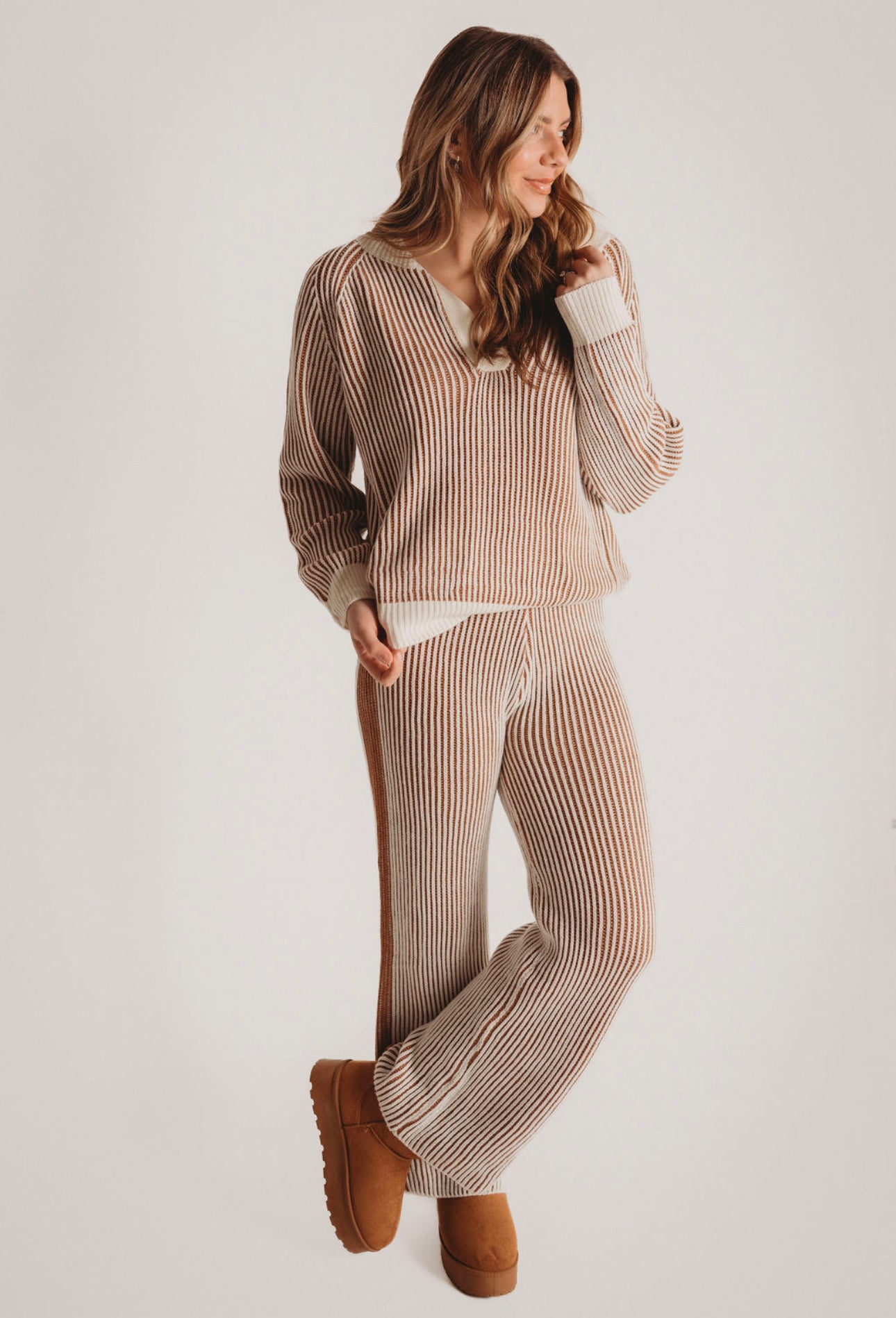 The Two Toned Ribbed Sweater Set