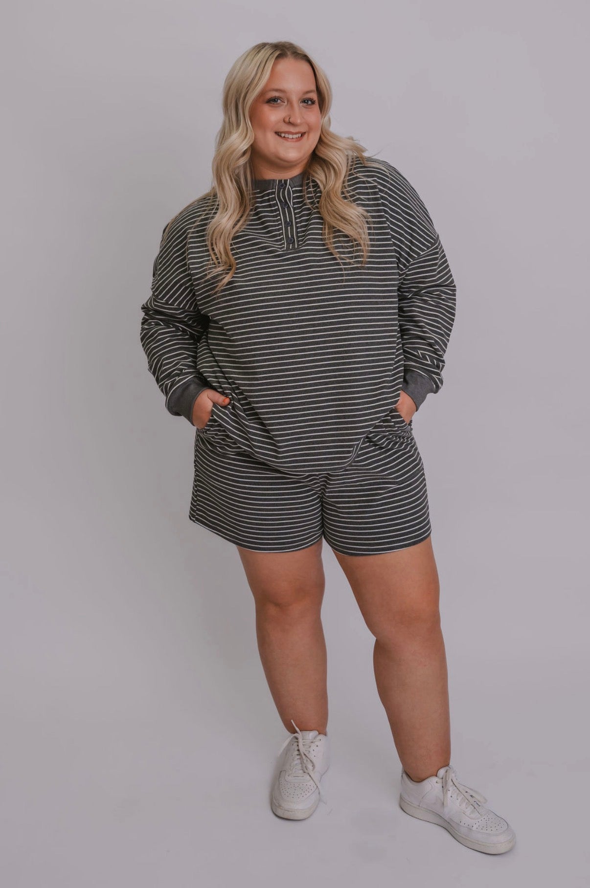 The Charcoal Striped Two Piece Set