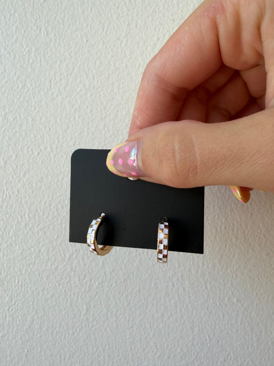 The Mini Checkered Huggie Earrings