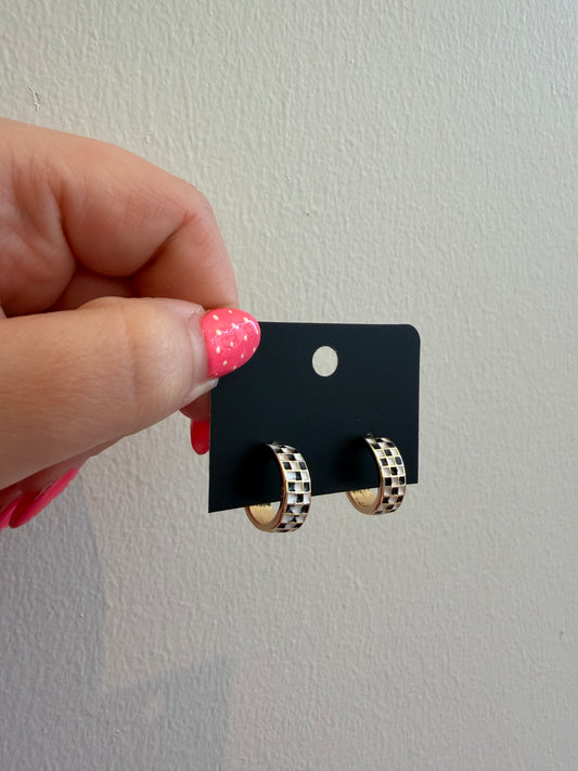 The Checkered Huggie Hoop Earrings